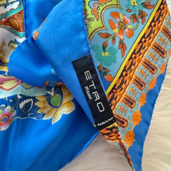 Etro Silk Azure Floral Jewel Scarf - Picture 3 of 9